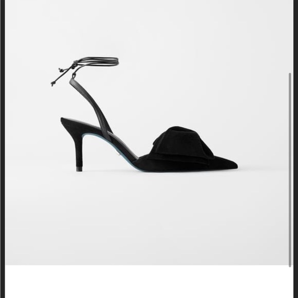 Zara Blue Collection Suede Slingback Heels With Bow - Picture 1 of 1
